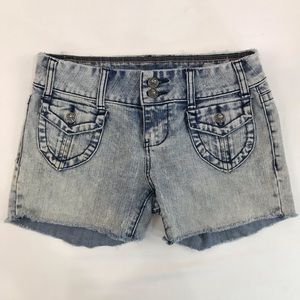 YNQ Denim Shorts Skull Buttons Size 7